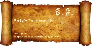 Balás Henrik névjegykártya