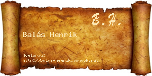 Balás Henrik névjegykártya